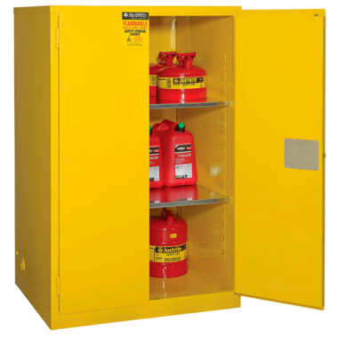 Flammable Cabinet, Manual Close Double Door, 90 Gallon, 43"W x 34"D x 65"H